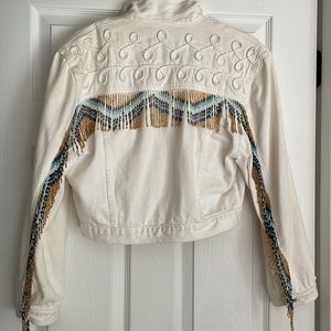 Vintage white fringe Jordache jean jacket
